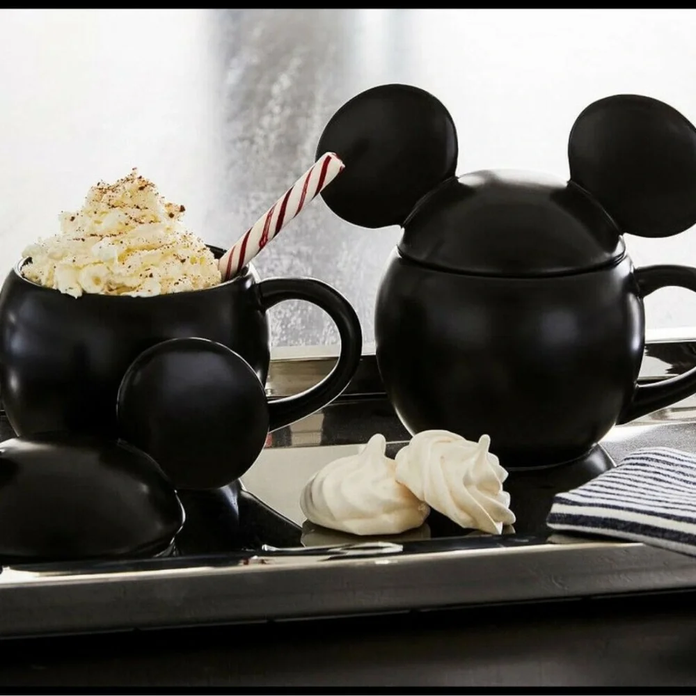 Pottery Barn Kids Disney Mickey Mouse **SET OF 4** Stoneware Mug with Lid 20 OZ